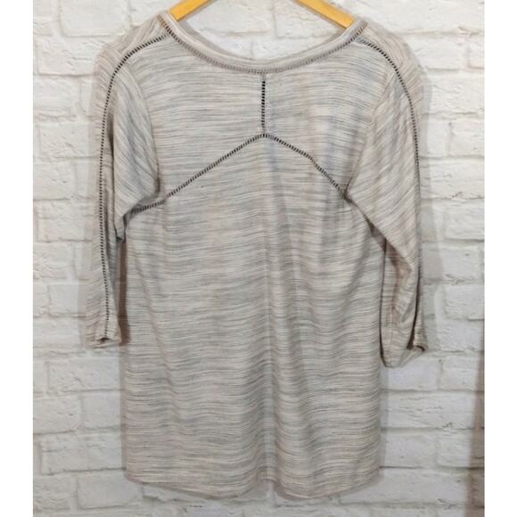 W Buckle BKE Striped Marled Heather Grey V Neck Oversized Top Tee Shirt NWT XS - Picture 2 of 8